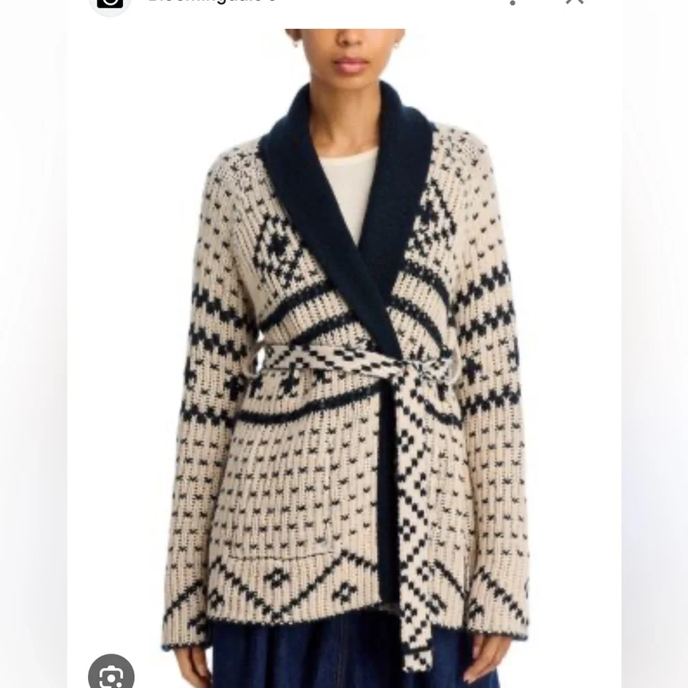 THE GREAT. Black and Cream Patterned Cardigan - Picture 2 of 8